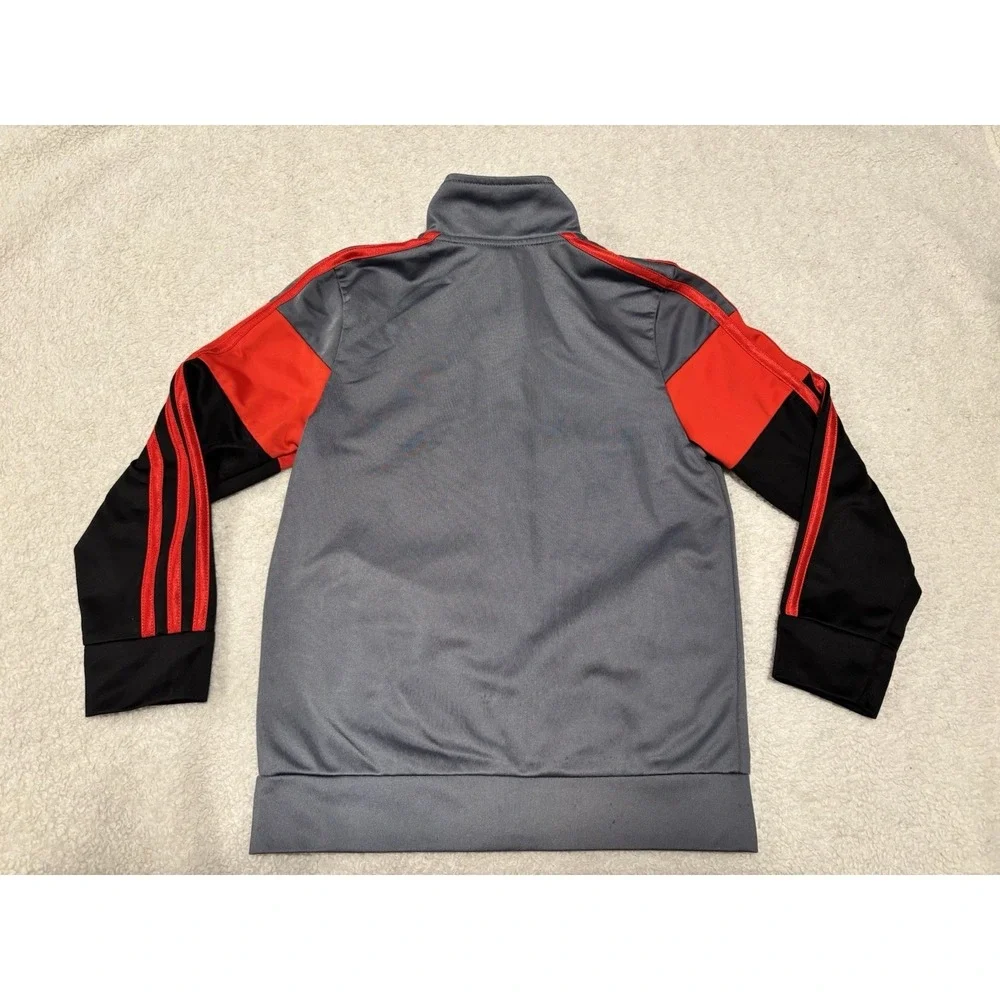 Adidas‎ Boys Sz 6 Black, Red & Gray Long Sleeve Full Zip Mock Neck Track Jacket